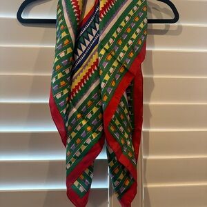 Mango Silk Scarf with Colorful Geometric Pattern Scarf